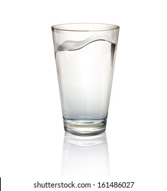 Realistic water glass. Vector design 