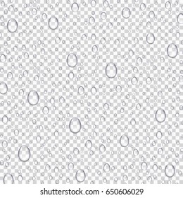 Realistic water rain drops isolated on transparent background.