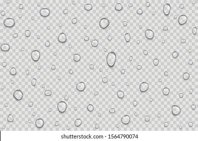 Realistic water rain drops vector. Сlean transparent drops on a transparent background - stock vector.