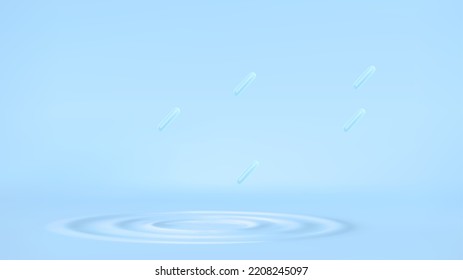 Realistic water ripple effect texture on blue background. Splash water waves surface from drop. Vector illustration, ripple on a separate layer