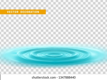 Realistic water ripples and round weave with curle. Vector Isolated with transparent background