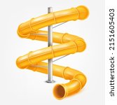 Realistic water slide. 3d spiral pipe waterpark construction, water slide in pool aqua park, splashpark twist tunnel for riding tube, screw piping family beach leisure, tidy vector illustration