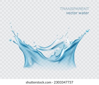 Realistic water splash on a transparent background. Water splashes in realistic style