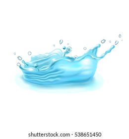 Realistic water splash on white background. Vector illustration