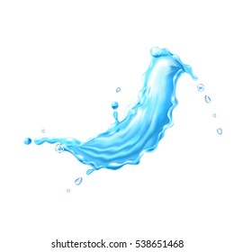 Realistic Water Splash On White Background. Vector Illustration