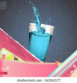 Realistic water splash. Vector design 