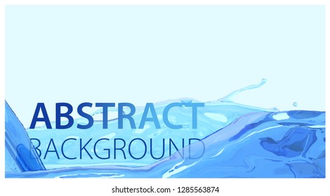 Realistic water stream. Clean and transperent wave water surface background for product advertisement. Blue liquid flow and splash. Vector illustration element