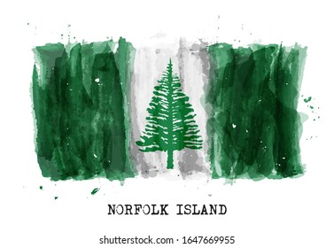 Realistic watercolor painting flag of Norfolk island . Vector .