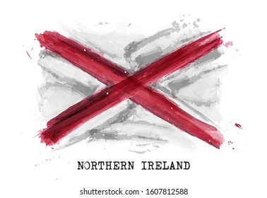 Realistic watercolor painting flag of Northern ireland . Vector .