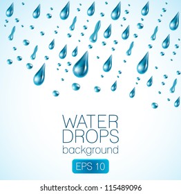 Realistic waterdrops on white background (isolated) - vector illustration.