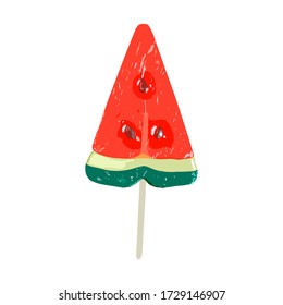 realistic watermelon candy or ice cream. isolated on a white background. for tattoo or print on a t-shirt