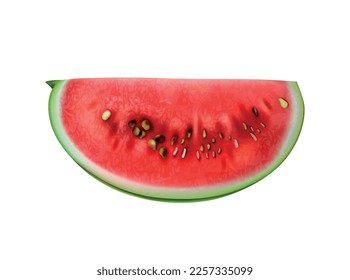 Realistische Wassermelonzusammensetzung mit isoliertem Beerenbild auf unscharfem Hintergrund, Vektorgrafik