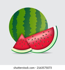 Realistic watermelon design icon vector. Fresh watermelon fruit design background vector