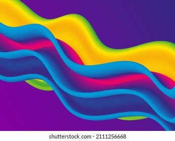 Realistic wave with 3d effect. Abstract liquid. Color wave pattern. Wallpaper template.