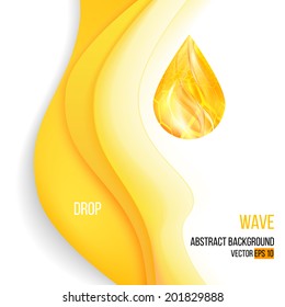 Realistic Wave oil or honey background with drop,vector