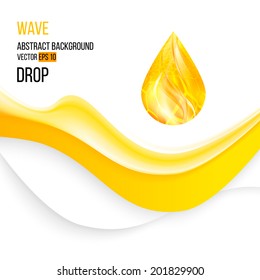 Realistic Wave oil or honey background with drop,vector