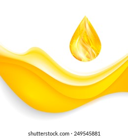 Realistic Wave oil or honey background with drop,vector