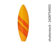 Realistic waveboard for surfing and catching waves in summer. Vector isolated hobby equipment, vacation surfing board for surfers. Extreme water sports and leisure, recreation and fun on coast