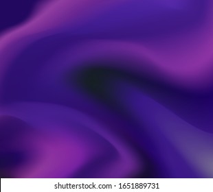 Realistische Wellen mit buntem Hintergrund. Abstrakte 3D-Vektorillustration und Flüssigkeitswelle aus einem Farbverlauf mit Trendfarben: ultraviolett, hellblau, klassisch blau, gesättigt rosa. Farbiges Seidengewebe. 