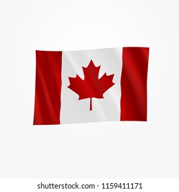 Realistic waving Canada Flag. Vector background.