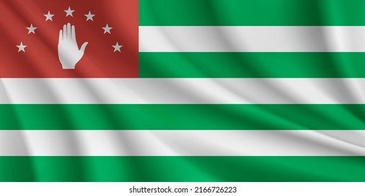 Realistic waving flag of Abkhazia vector background.