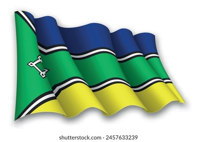 Realistic waving flag of Amapa, state of Brazil, isolated on white background