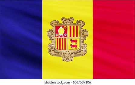 Realistic waving flag of the ANDORRA,Fabric textured flowing flag,vector EPS10
