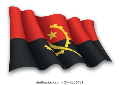 Realistic waving flag of Angola isolated on white background