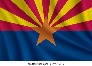 Realistic waving flag of Arizona vector background.