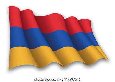 Realistic waving flag of Armenia isolated on white background