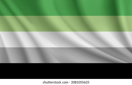 Realistic waving flag of Aromantic vector background.