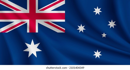 Bandera ondulante realista del fondo vectorial de Australia.