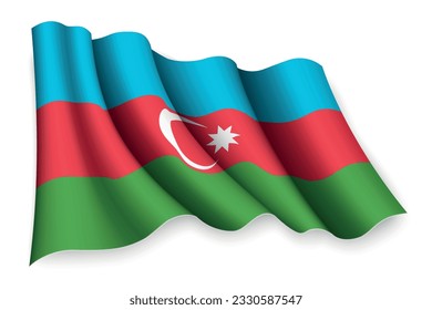 Realistic waving flag of Azerbaijan