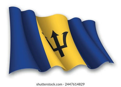 Realistic waving flag of Barbados isolated on white background