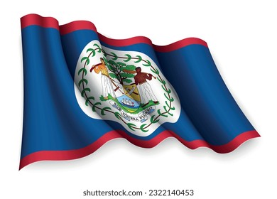 Realistic waving flag of Belize