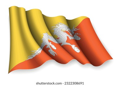 Realistic waving flag of Bhutan