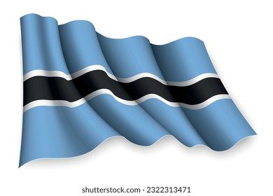Realistic waving flag of Botswana