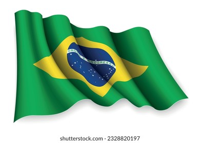 Realistic waving flag of Brazil