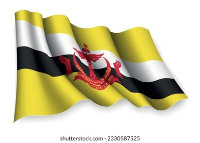 Bandera onduladora realista de Brunéi
