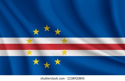 Realistic waving flag of Cape Verde vector background.