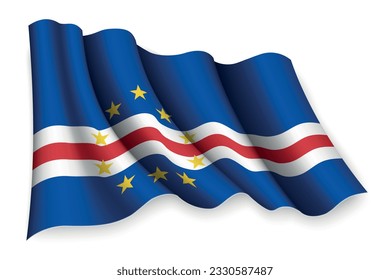 Realistic waving flag of Cape Verde