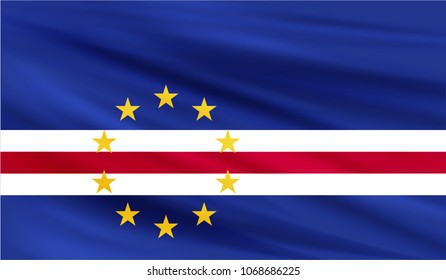 Realistic waving flag of the CAPE VERDE,Fabric textured flowing flag,vector EPS10