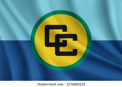 Realistic Waving Flag Of Caribbean Community Vector Background.