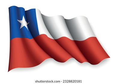 Realistic waving flag of Chile