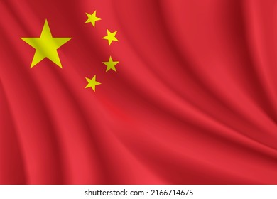 Realistic waving flag of China vector background.