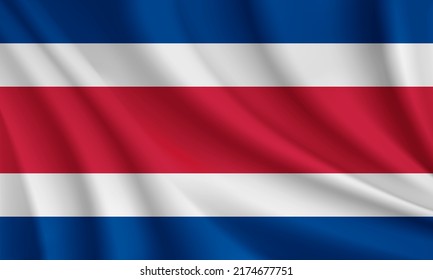 Realistische schwingende Flagge Costa Rica Vektorhintergrund.