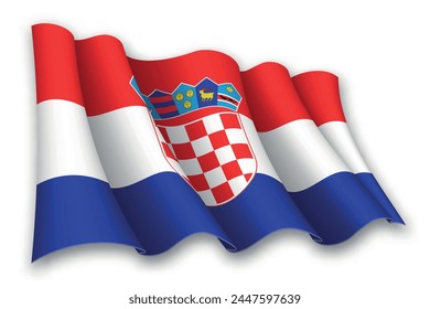 Realistic waving flag of Croatia isolated on white background