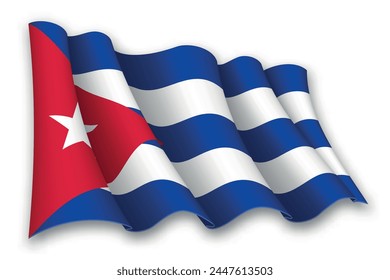 Realistic waving flag of Cuba isolated on white background