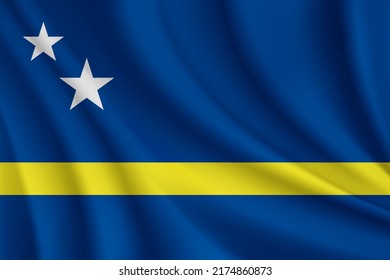 Bandera ondulante realista del fondo vectorial de Curacao.
