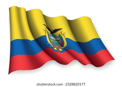 Realistic waving flag of Ecuador